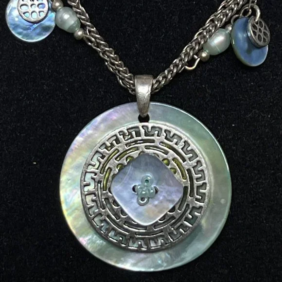 Lia Sophia Triple Strand Silver Tone And Mop Necklace (4269) - Picture 4 of 8